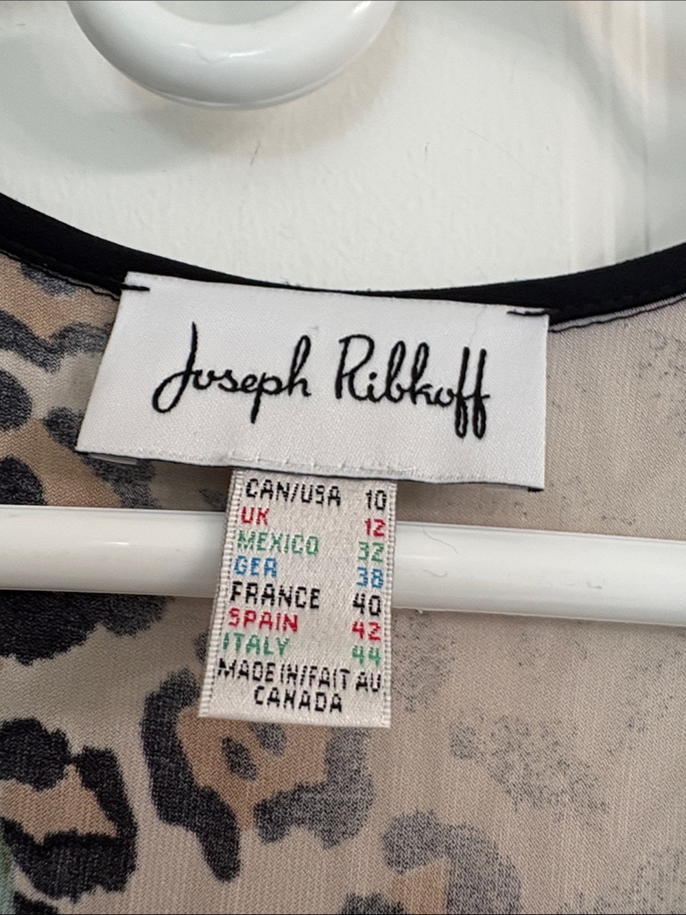 Joseph Ribkoff Vintage Leopard Floral Long Vest Dress in Beige with Black Trim - Picture 3 of 12